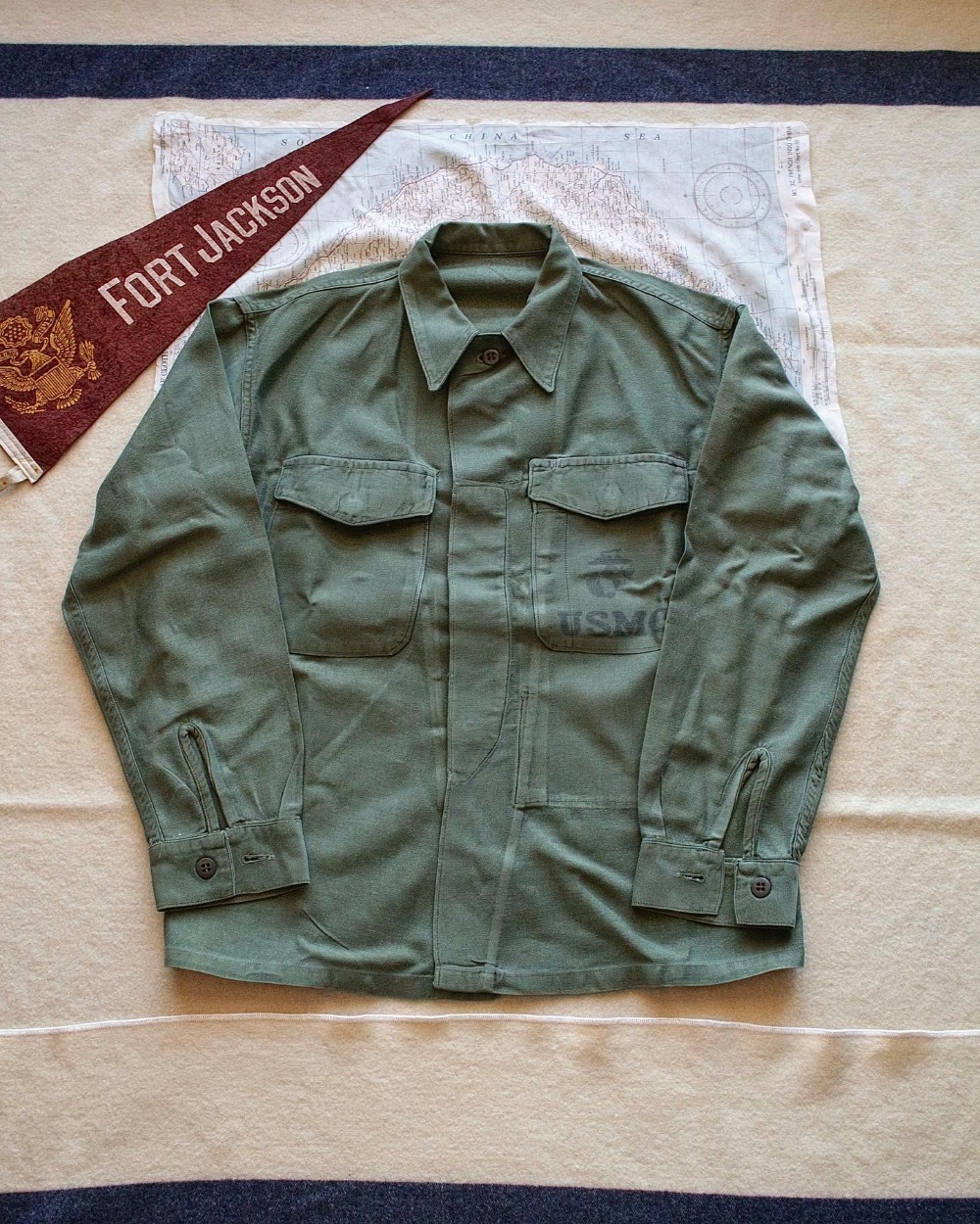 Rare 1950&#039;s USMC P-56 Utility Sateen Shirt (loose 100size)
