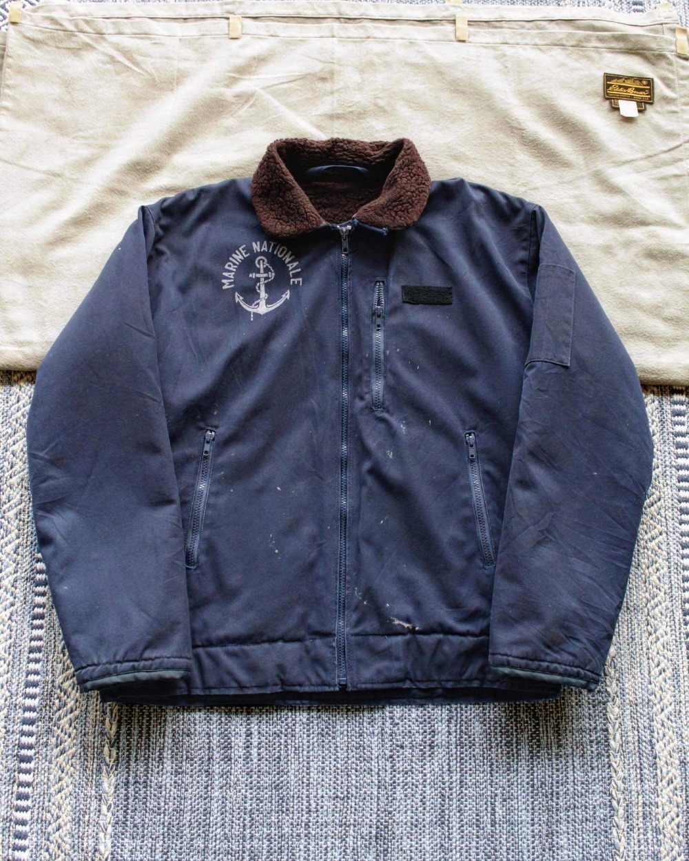 1980&#039;s French Navy Blue Deck Jacket (100-105size)
