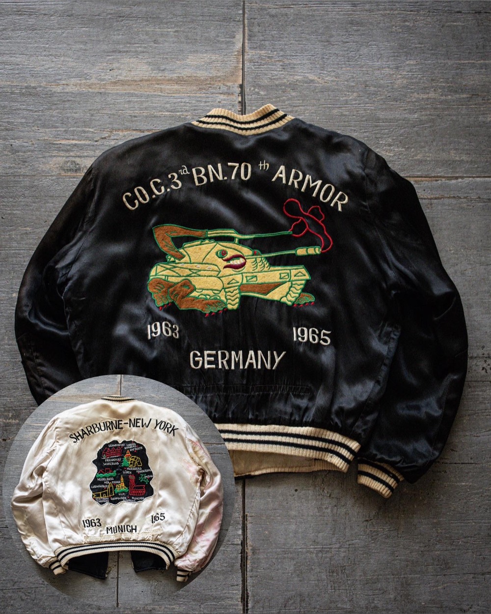 Rare 1960&#039;s German Silk Souvenir Reversible Jacket (Semi loose 100size)